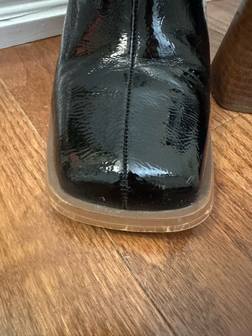 ASOS Wide Fit Black Patent Square Toe Block Heel Ankle Boots Size 8 - Picture 5 of 6